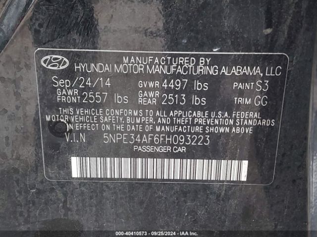 5NPE34AF6FH093223 Hyundai Sonata Limited