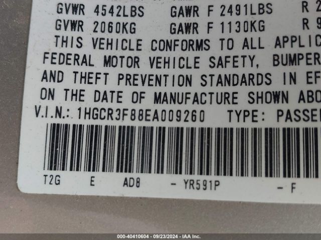 1HGCR3F88EA009260 Honda Accord Ex-l V-6