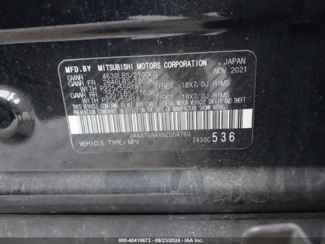 JA4ATVAAXNZ054760 Mitsubishi Eclipse Cross Le S-awc
