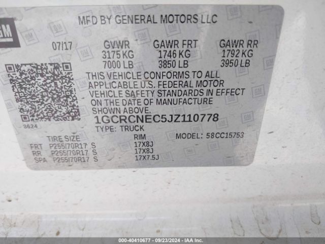 1GCRCNEC5JZ110778 Chevrolet Silverado 1500 Ls