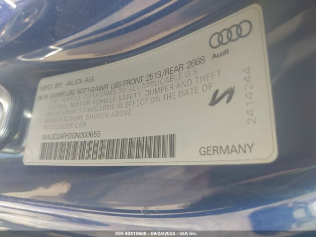 WAUD2AFH2GN000655 Audi A5 2.0t Premium