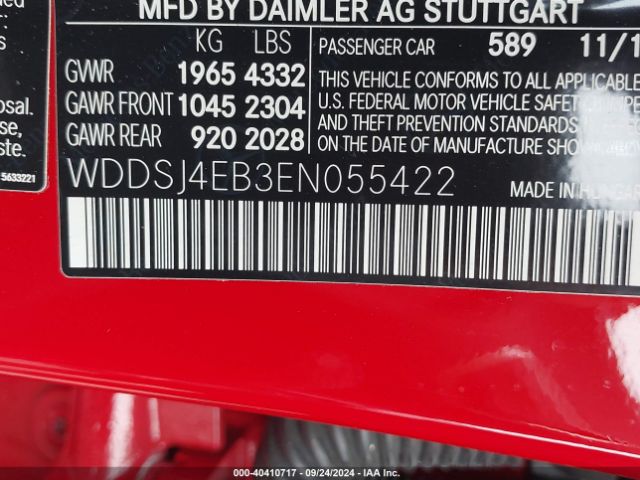 WDDSJ4EB3EN055422 Mercedes-Benz CLA 250