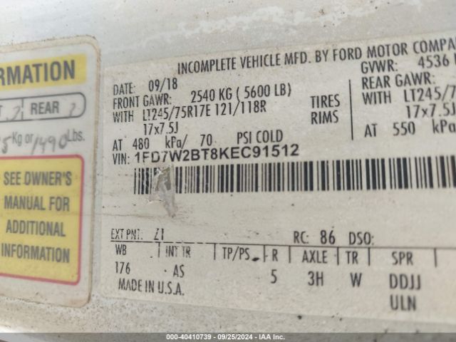 1FD7W2BT8KEC91512 Ford F-250 Xl