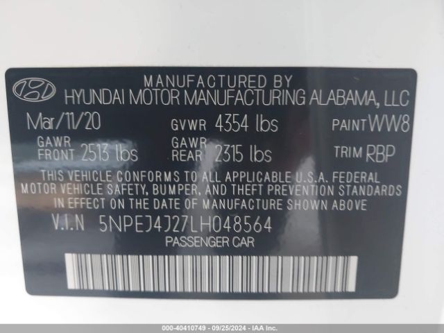 5NPEJ4J27LH048564 Hyundai t-gdi gamma ii