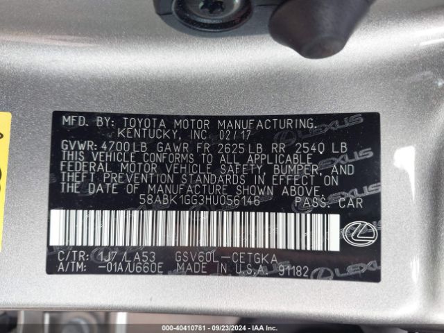 58ABK1GG3HU056146 Lexus ES 350