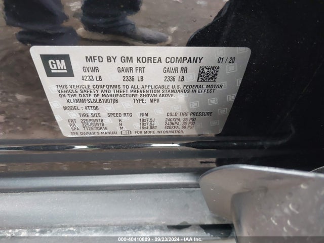 KL4MMFSL8LB100706 Buick Encore Gx Fwd Essence