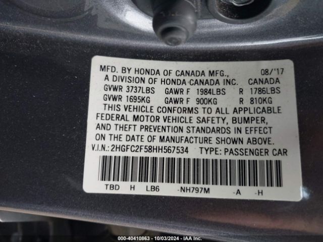 2HGFC2F58HH567534 Honda Civic Lx