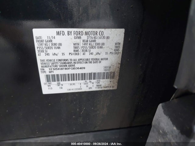 Ford Explorer Limited 2015 1FM5K8F80FGB36409 Image 9