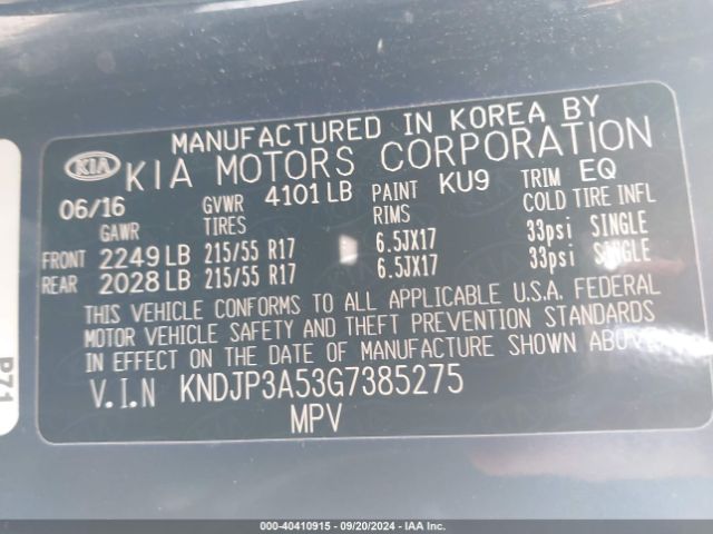 KNDJP3A53G7385275 KIA SOUL +