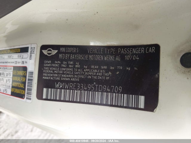 2005 MINI COOPER S WMWRE33495TD94709 Photo 8
