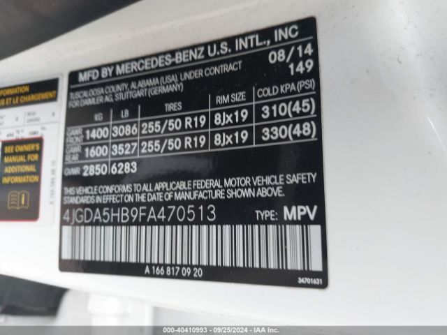 2015 MERCEDES-BENZ ML 350 4JGDA5HB9FA470513 Photo 8