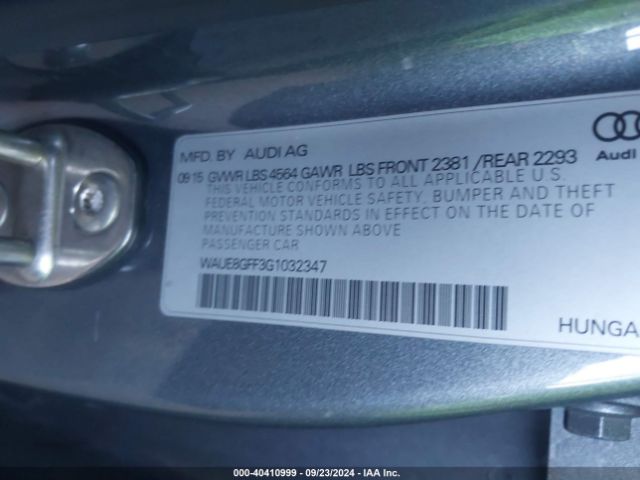 WAUE8GFF3G1032347 Audi A3 2.0t Premium