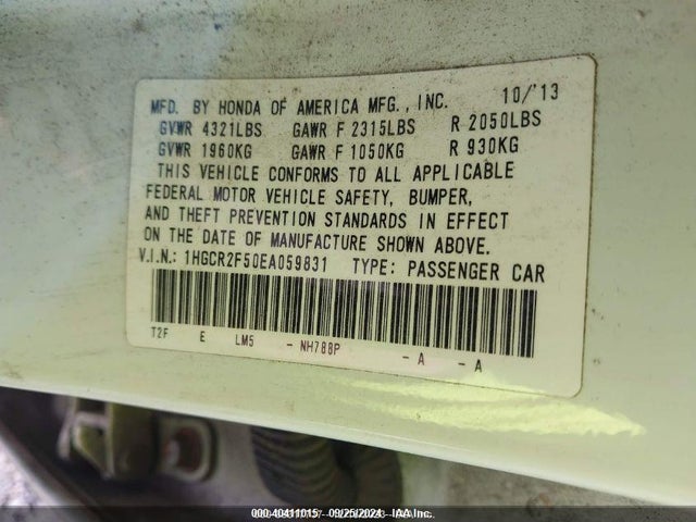 Honda k24w1 2014 1HGCR2F50EA059831 Image 8