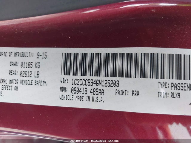 Chrysler 200 S 2016 1C3CCCBB4GN125203 Image 9