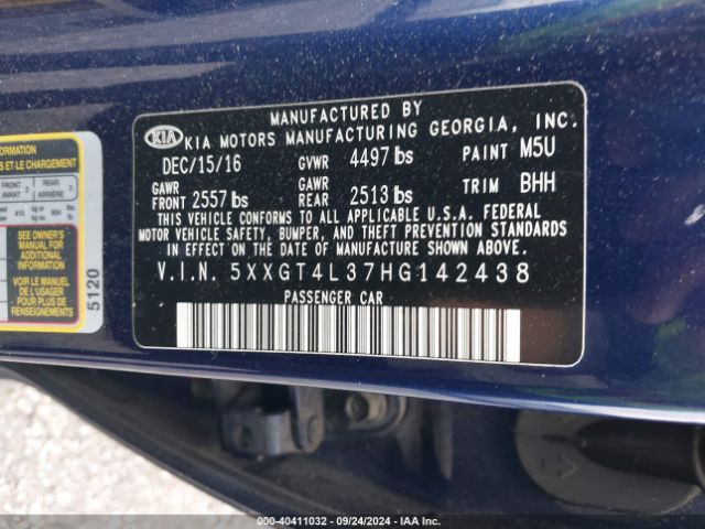 5XXGT4L37HG142438 KIA Optima Lx
