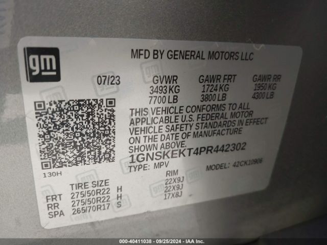 1GNSKEKT4PR442302 Chevrolet Suburban 4wd Rst