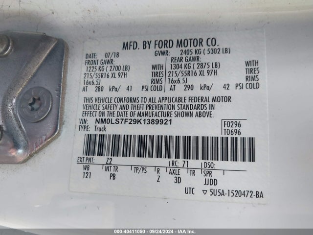 Ford Transit Connect Xlt 2019 NM0LS7F29K1389921 Image 9