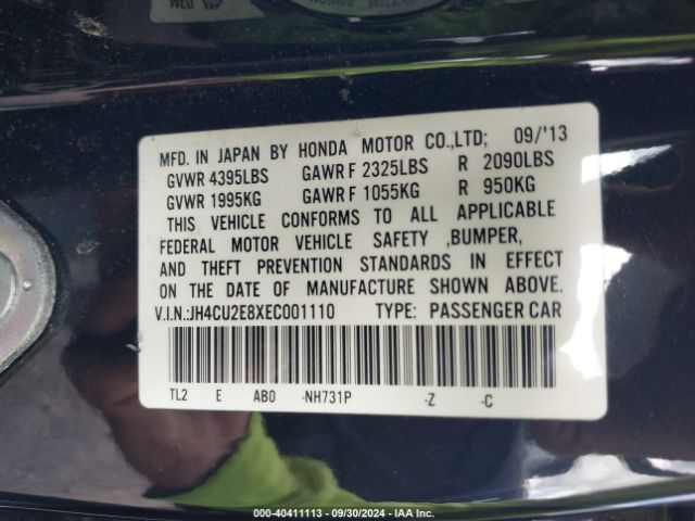 JH4CU2E8XEC001110 Acura Tsx 2.4