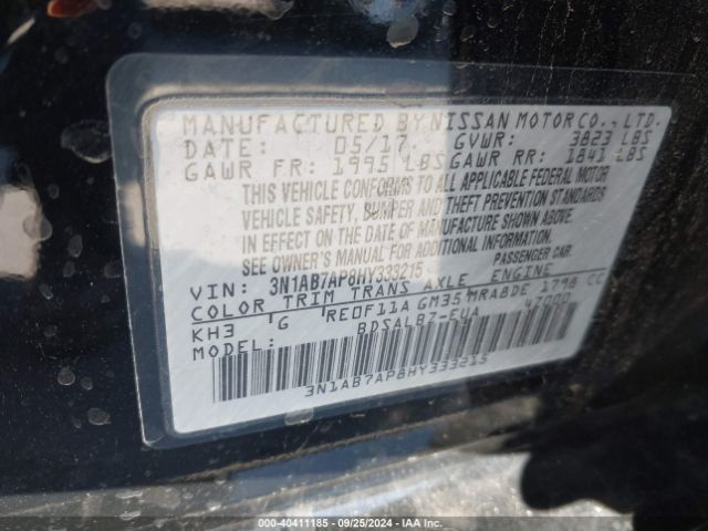 3N1AB7AP8HY333215 Nissan SENTRA S