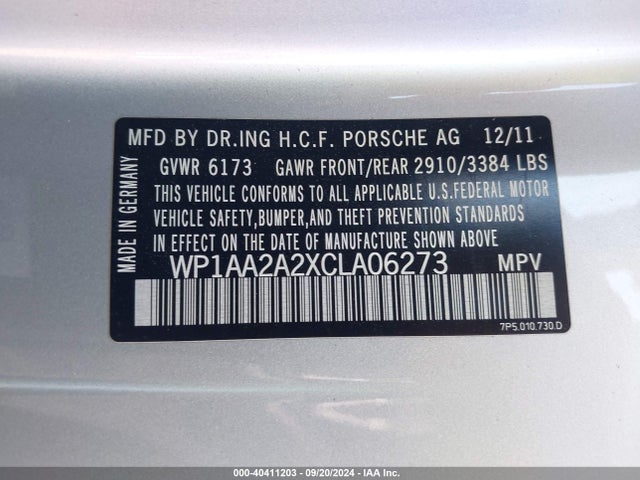 2012 PORSCHE CAYENNE WP1AA2A2XCLA06273 Photo 8