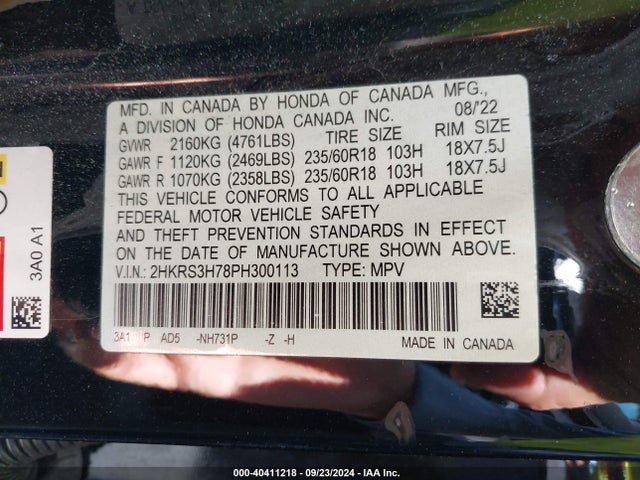 Honda Cr-v Ex-l 2wd 2023 2HKRS3H78PH300113 Image 9
