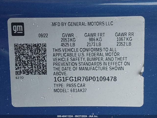 1G1FG1R76P0109478 Chevrolet Camaro Rwd  2ss