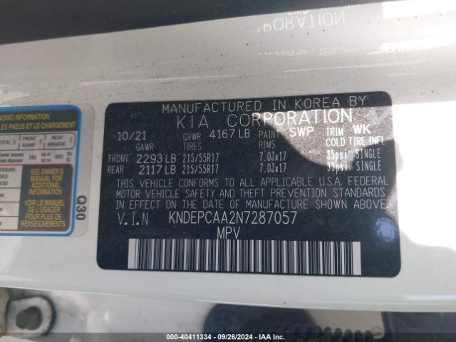 KNDEPCAA2N7287057 KIA Seltos Lx