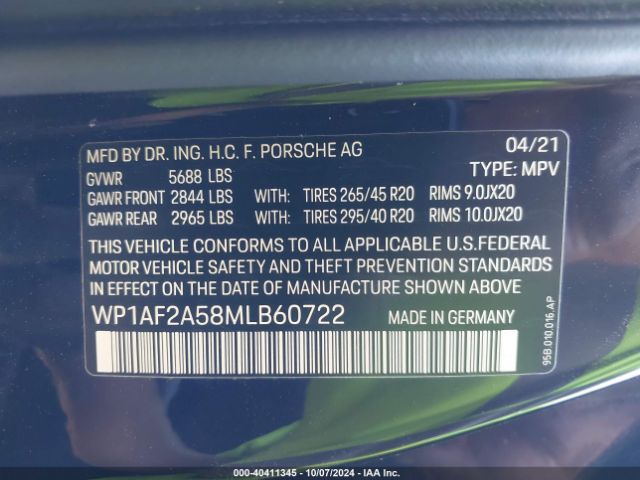 WP1AF2A58MLB60722 Porsche Macan Turbo