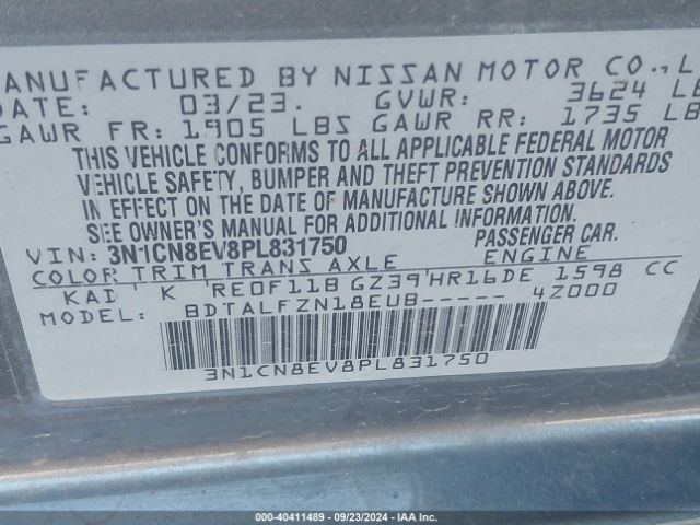 3N1CN8EV8PL831750 Nissan Versa 1.6 Sv Xtronic Cvt