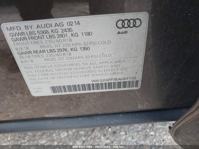 Audi Q5 2.0t Premium 2014 WA1LFAFP3EA087135 Image 9