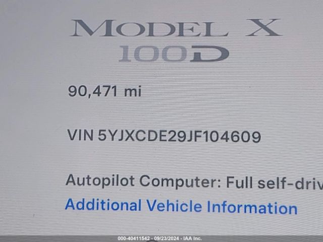 5YJXCDE29JF104609 Tesla Model X 100d/75d/p100d