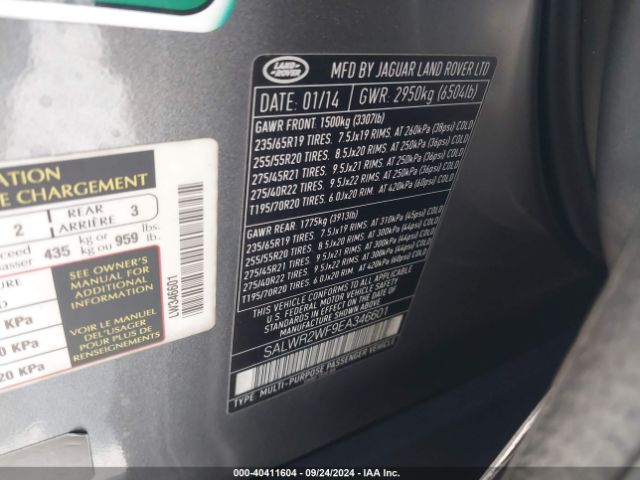 SALWR2WF9EA346601 Land Rover Range Rover Sport 3.0l V6 Supercharged Hse