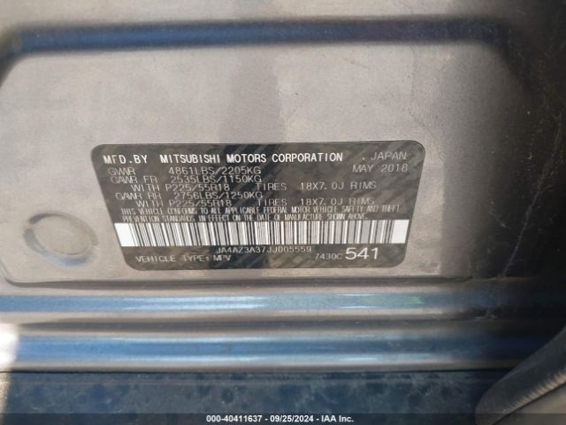 2018 MITSUBISHI OUTLANDER JA4AZ3A37JJ005559 Photo 8