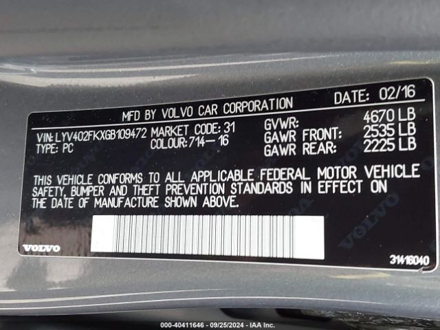 LYV402FKXGB109472 Volvo S60 Inscription T5 Drive-e Premier