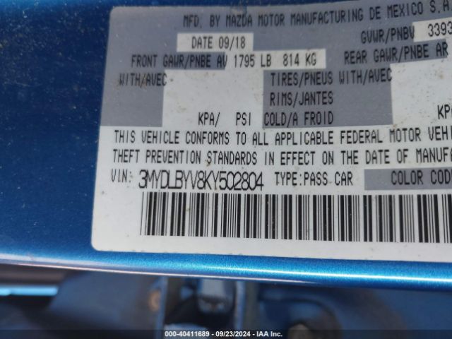 3MYDLBYV8KY502804 Toyota YARIS LE