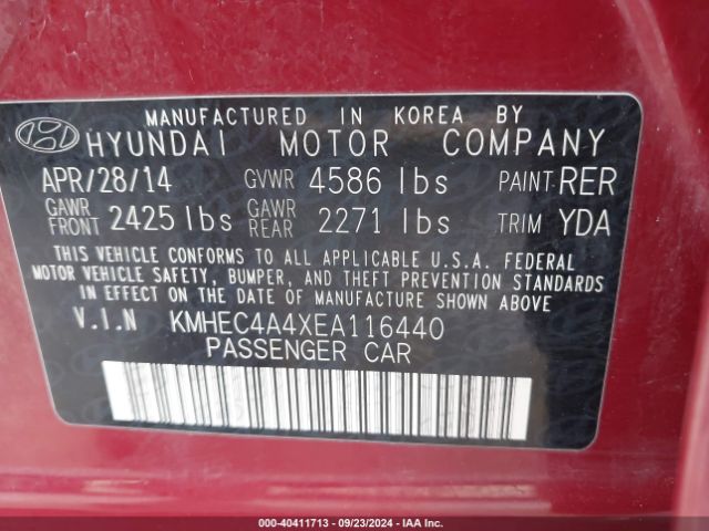 KMHEC4A4XEA116440 Hyundai SONATA HYBRID