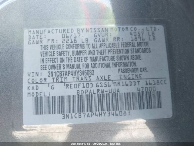 3N1CB7AP4HY346083 Nissan Sentra Sr Turbo