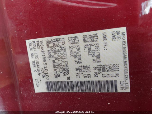 1N6AA1EJ7HN510107 Nissan TITAN S