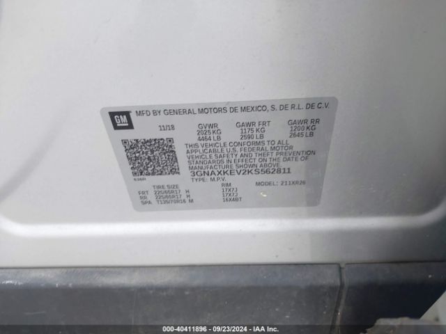 3GNAXKEV2KS562811 Chevrolet EQUINOX LT