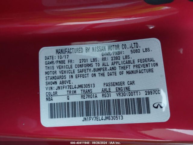JN1FV7EL4JM630513 Infiniti Q60 3.0t Red Sport 400