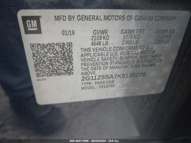 2G11Z5SA7K9135278 Chevrolet IMPALA LT