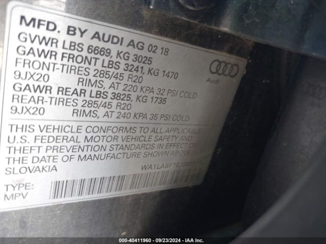 WA1LABF76JD032174 Audi Q7 3.0t Premium