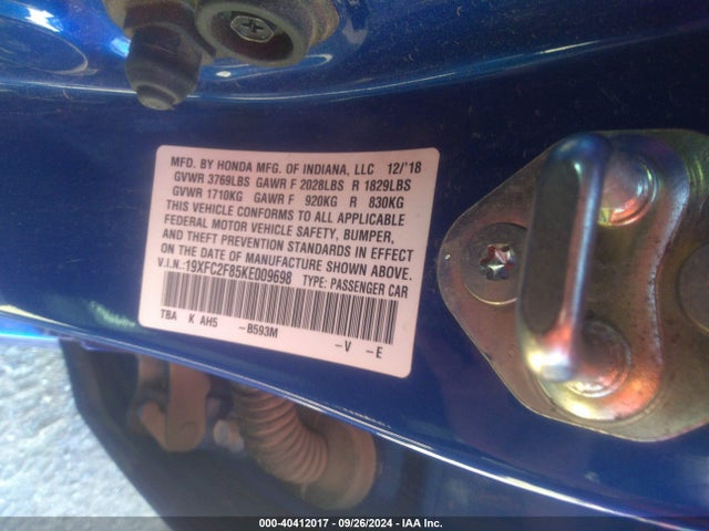 Honda Civic Sport 2019 19XFC2F85KE009698 Image 9