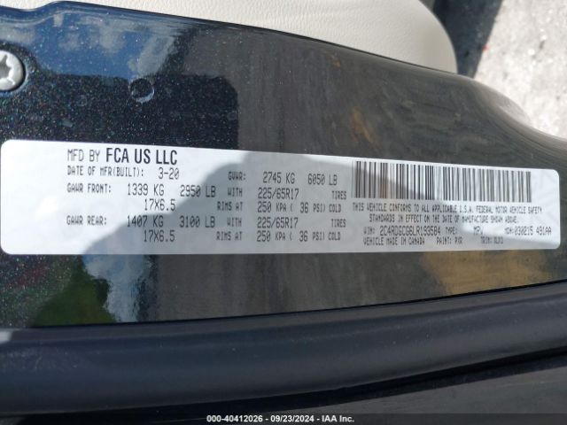 2C4RDGCG6LR193584 Dodge Grand Caravan Sxt
