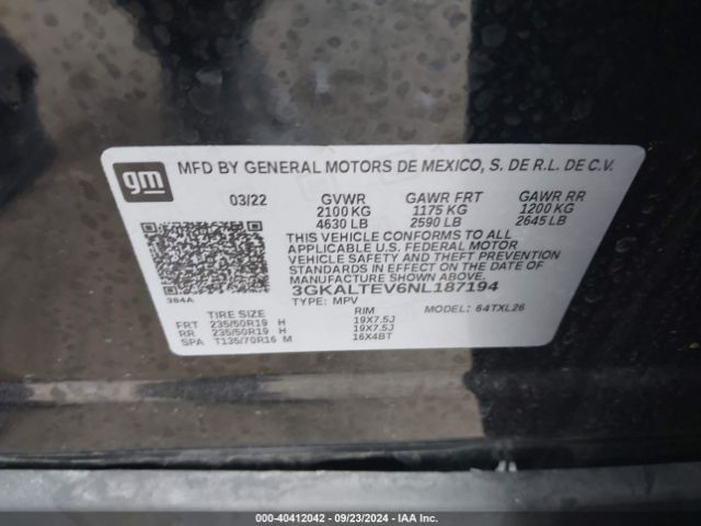 3GKALTEV6NL187194 GMC Terrain Awd Sle