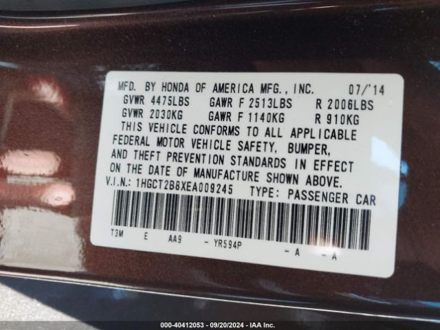 1HGCT2B8XEA009245 Honda Accord Ex-l V-6
