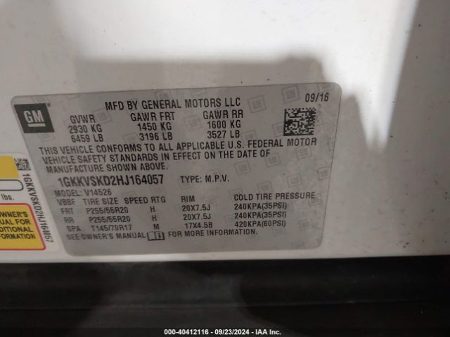 1GKKVSKD2HJ164057 GMC Acadia Limited