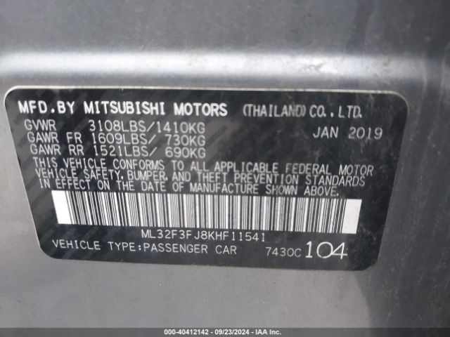 ML32F3FJ8KHF11541 Mitsubishi Mirage G4 Rf