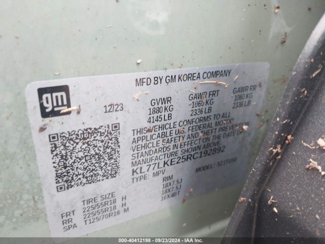 KL77LKE25RC192892 Chevrolet Trax Fwd Activ