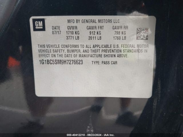 1G1BC5SM9H7276623 Chevrolet Cruze Ls Auto